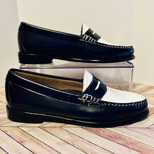 GH Bass Weejuns Whitney Penny Loafers Womens 6 M Black White Leather Preppy